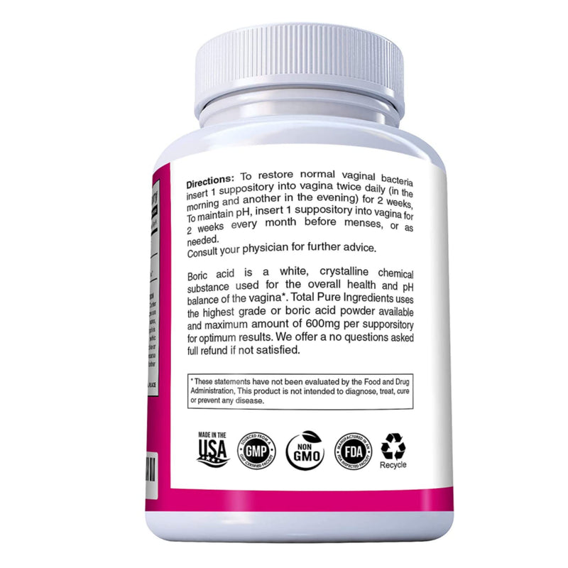 [Australia] - PURE PLANT HOME Boric Acid Suppositories Nature's Harmony 30 Count 600 mg 100% Pure Made in USA 