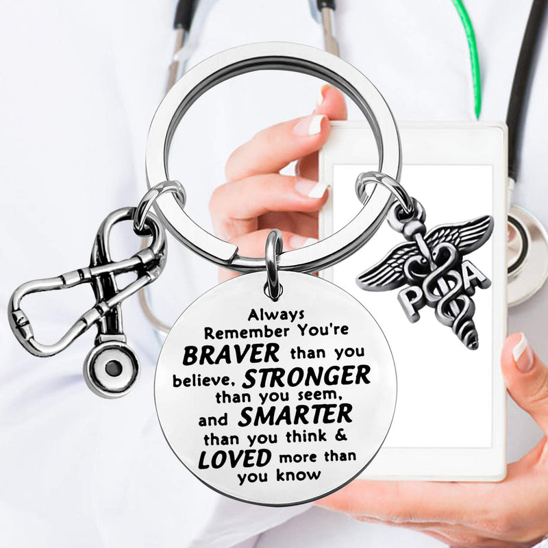 [Australia] - Physicians Assistant Gifts PA Keychain Physician Assistant Graduation Gift PA Student Inspiration Gifts You are Braver Stronger Smarter Than You Think keychain PA 