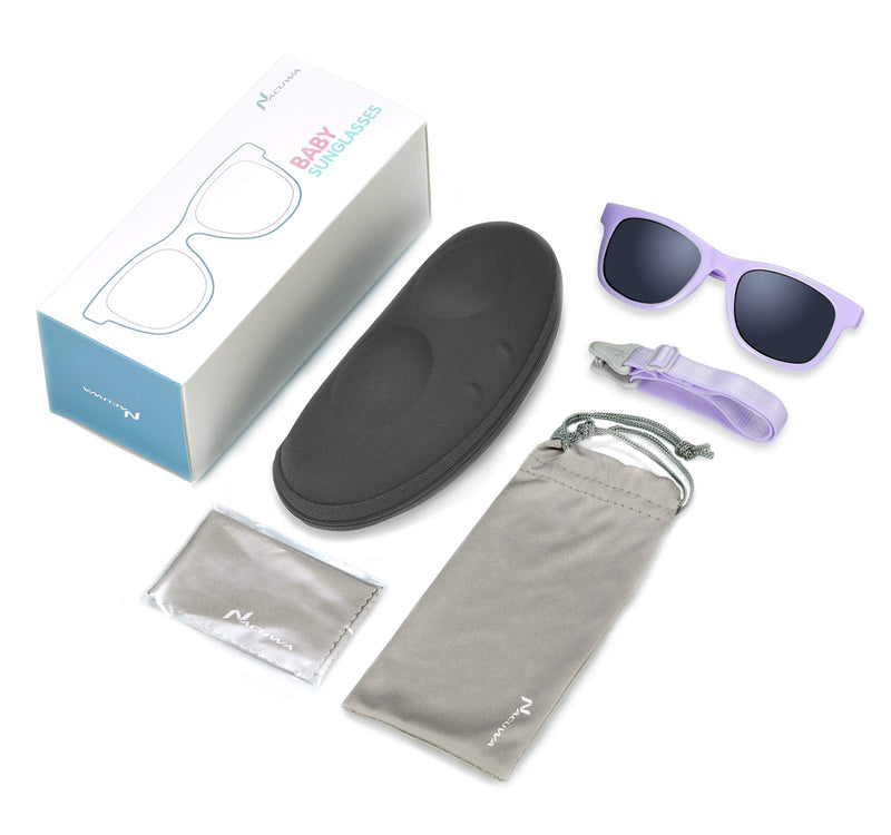 [Australia] - Nacuwa Baby Sunglasses - 100% UV Proof Sunglasses for Baby, Toddler, Kids - Ages 0-2 Years - Case and Pouch included Purple 