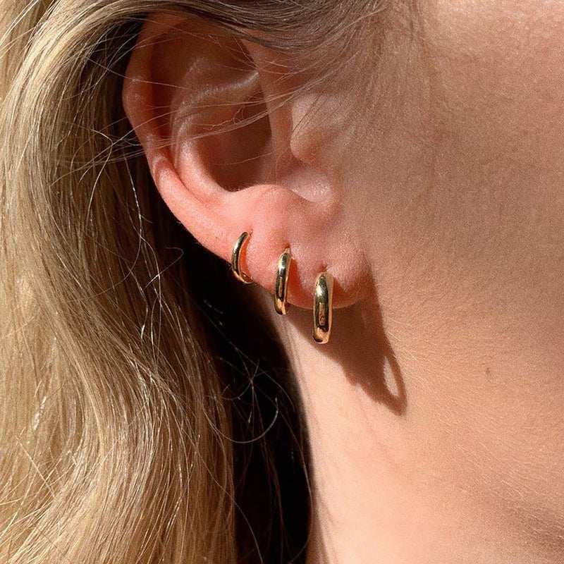 [Australia] - 3 pairs 14K Gold Plated Huggie Hoop Earrings for Women, Minimalist Gold Huggie Hoop Earrings, Simple 3 sizes Hoop Earrings for Women Men gift,Gold and Silver… 