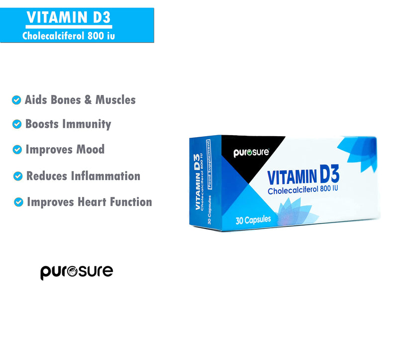 [Australia] - Vitamin D3 800 IU - 30 Capsules - High Potency, Easy to Swallow Pure Vitamin D Softgel Capsules - Vitamin D3 Supplements Helps Boost Health and Immune System 