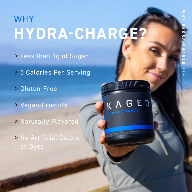 [Australia] - Electrolytes, Kaged Muscle Hydra-Charge Premium Electrolyte Powder, Hydration Electrolyte Powder, Pre Workout, Post Workout, Intra Workout, Orange Mango, 60 Servings, Clear 60 Servings (Scoop) 