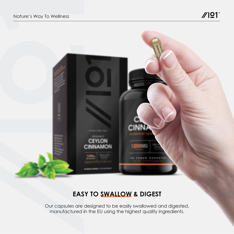 [Australia] - Organic Ceylon Cinnamon Capsules - 1200mg Per Serving - 100% Sri Lanka Cinnamon Verum - Non-GMO, Gluten Free, 90 Vegan Caps 1 