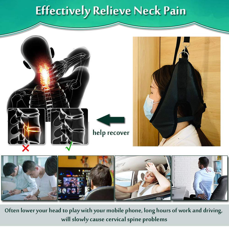 [Australia] - Cervical Neck Traction Device for Home Use Neck Stretcher Hammock Spinal Decompression Over The Door Traction Unit for Neck Tension Pain Relief Head Harness Traction Equipment 