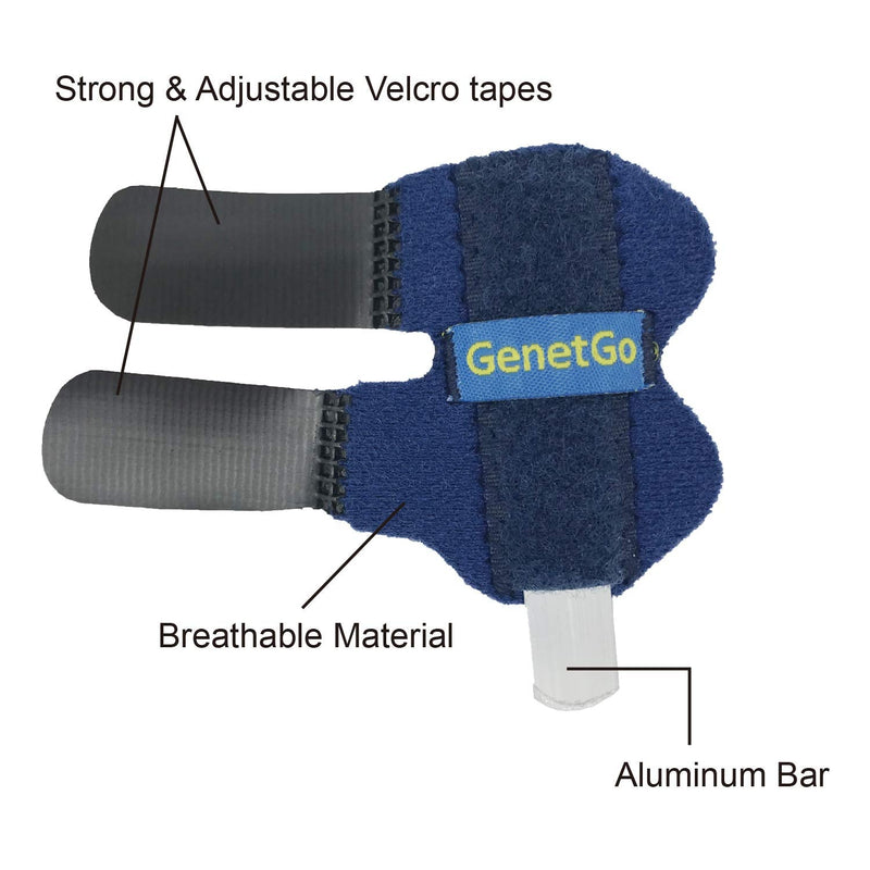 [Australia] - Small Trigger Finger Splint - 2 Pack - GenetGo Pinkie Finger Brace for Broken Finger, Finger Knuckle Immobilization for Arthritis Pain, Sport Injuries 