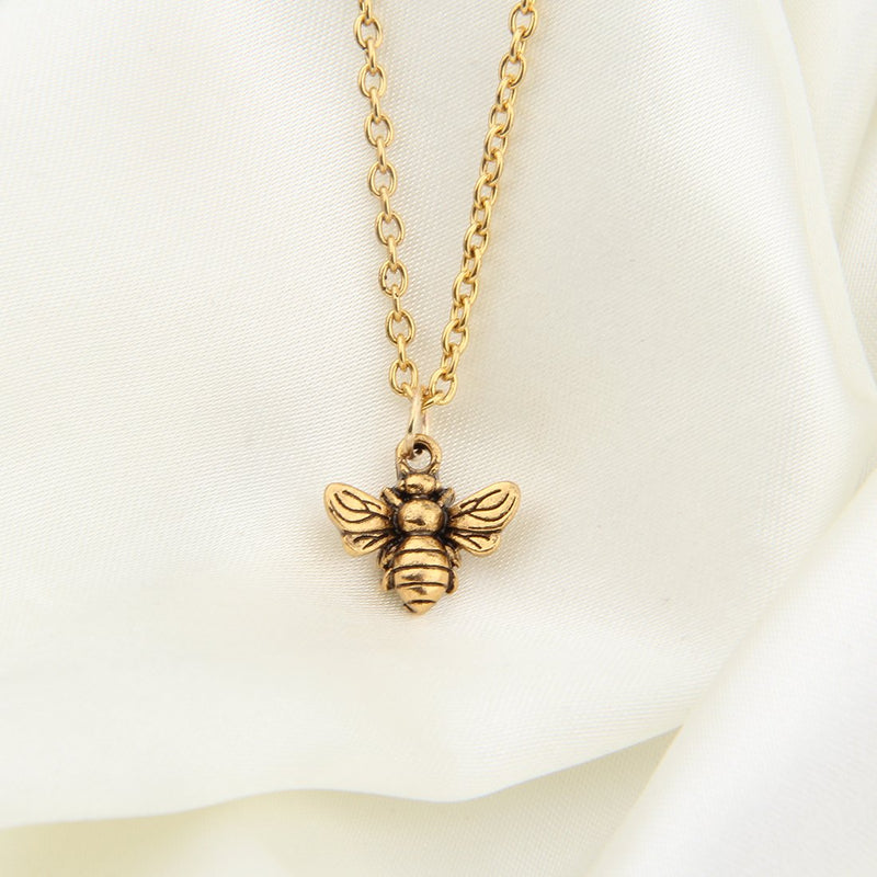 [Australia] - WUSUANED Vintage Minial Honeybee Bumblebee Necklace Insect Jewelry for Women Girl bee necklace antique gold 