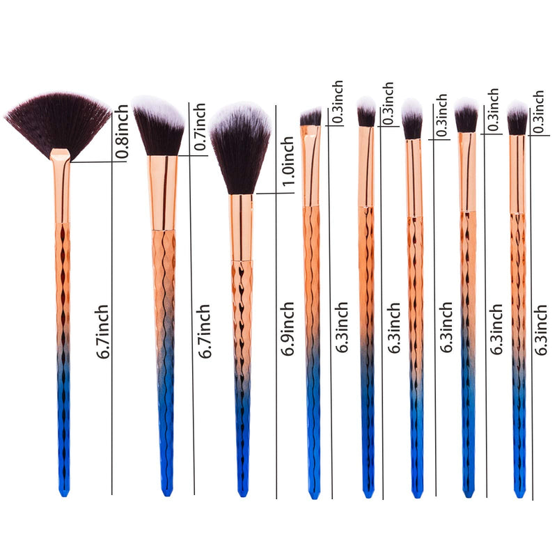 [Australia] - CINIDY 8 pcs Professional Makeup Brushes Sets Premium Synthetic Cosmetic Tool Make up Brushes Water Ripple Handle Brush Kit Include Blending Kabuki Foundation Blush Contour Brochas De Maquillaje 