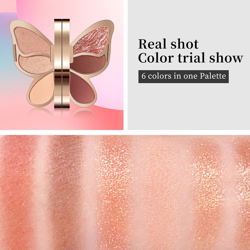 [Australia] - Erinde Butterfly Eyeshadow Palette, 6 Colors Eyeshadow Palette, Palette Eyeshadow Powder Long Lasting Waterproof, Portable Butterfly Makeup Palette Set, Women's Day Present for Mother, Wife, Sister SET A 