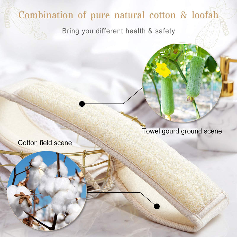 [Australia] - Exfoliating Loofah Organic Massaging Luffa 100% Natural Strap Back Scrubber, Double Side Sponge Pad Large Size Long Handle for Shower Bath Deep Clean Exfoliating Loofah Pad Sponges for Men and Women 