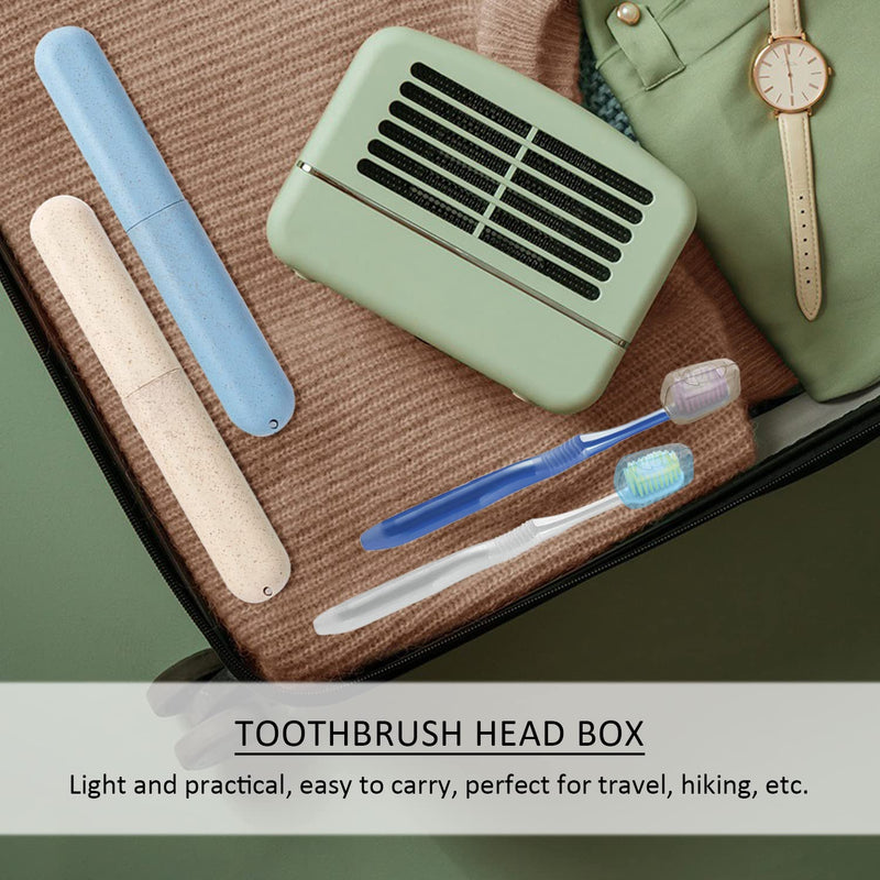 [Australia] - MUEEAD 2pcs Toothbrush case, 2pcs Toothbrush Head Protective Cover, Portable Toothbrush Protective Box, Ventilated Toothbrush Storage Box, Suitable for Business Trips and Travel (2 Colors) Blue, Beige 