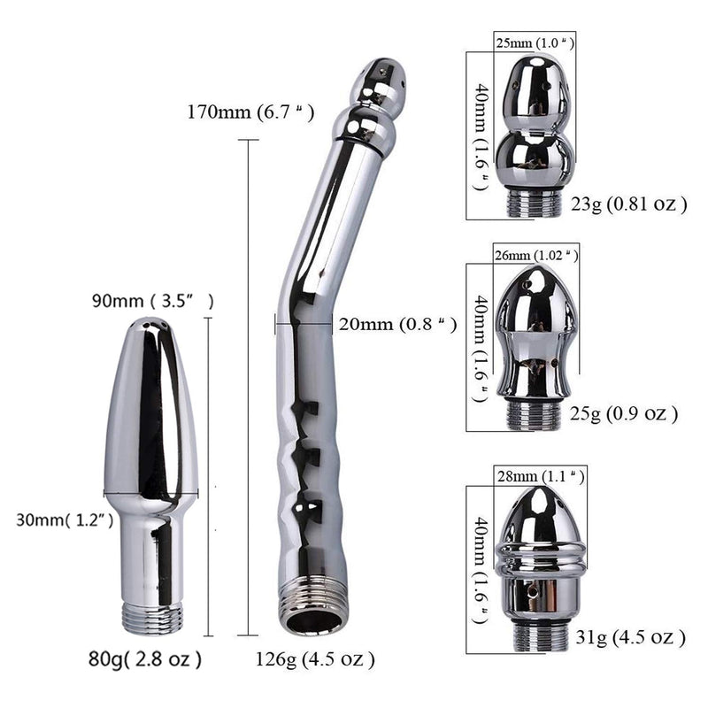 [Australia] - Metal Enema Handheld Shower, Shower 3 Heads Nozzle System for Colonic Cleanse Kit - with 59 inch Hose and Velvet Carry Bag 