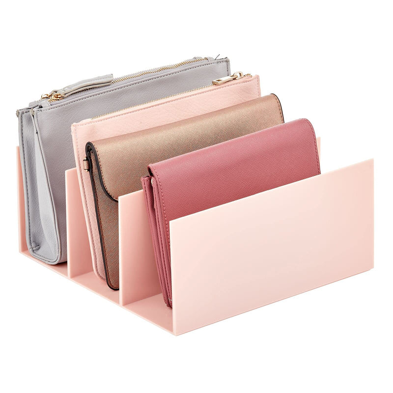 [Australia] - mDesign Plastic Divided Purse Organizer for Closets, Bedrooms, Dressers - Closet Shelf Storage Solution for, Purses, Clutches, Wallets, Accessories - 3 Sections - Light Pink/Blush 1 