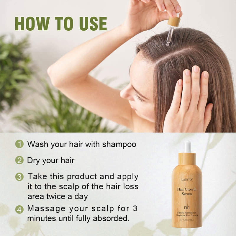[Australia] - LANITO Hair Growth Serum with Radix Polygonum Multiflorum Root Extract for Hair Thinning, Hair Fall & Healthy, Scalp Hair Thickening Products for Woman Man 50 ML 1.69OZ 