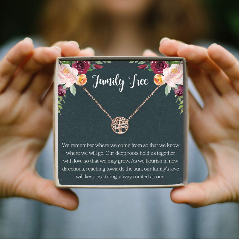 [Australia] - Family Tree Necklace Gift: Tree of Life Necklace, Pendant, Charm, Generations, Tree (rose-gold-plated-brass, NA) 