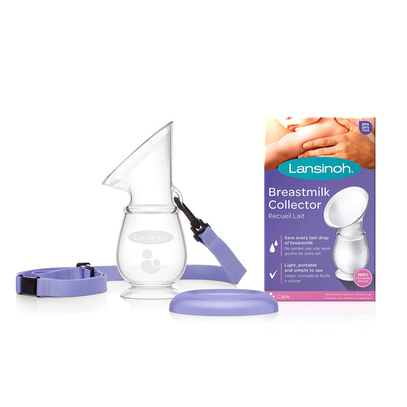 [Australia] - Lansinoh Breastmilk Collector Breastpump for Excess Breast Milk from Breastfeeding Mums BPA BPS Free 100% Silicone with Lid & Neck Strap, Transparent 