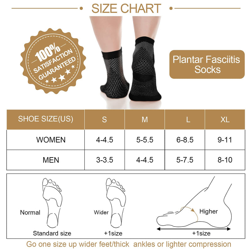 [Australia] - 7 Pairs Compression Foot Sleeves Ankle Compression Socks for Foot and Heel Pain Relief for Everyday Use with Arch Support Men and Women (Size L, Size XL) Size L, Size XL 