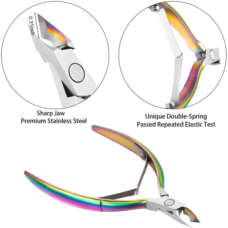 [Australia] - Professional Cuticle Remover Cuticle Nipper with Cuticle Pusher Cutter Stainless Steel Cuticle Trimmer Clipper Nail Gel Remover Manicure Tools for Fingernails and Toenails Chameleon 