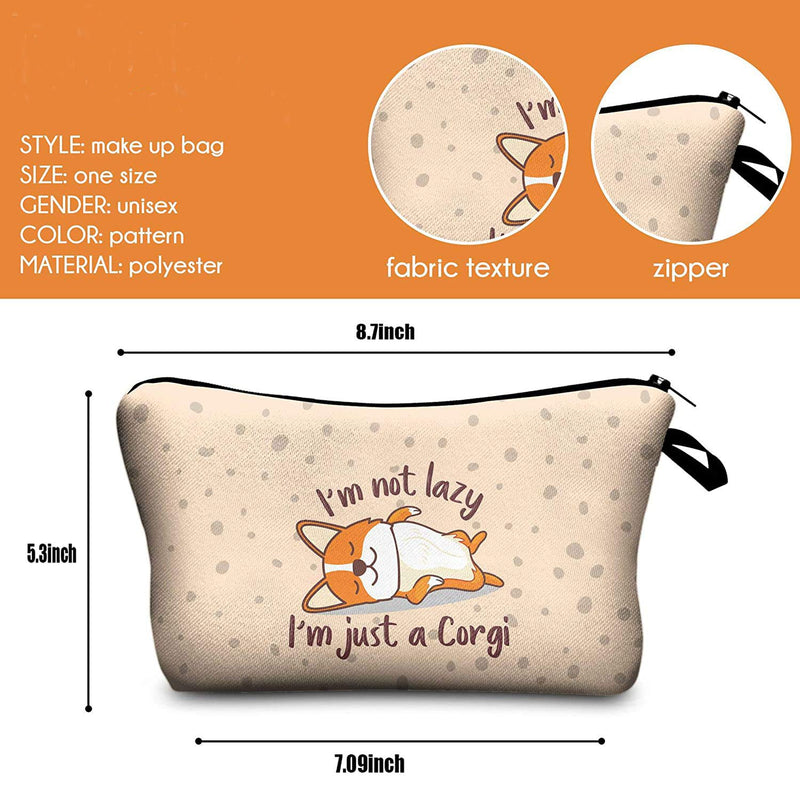 [Australia] - TIICA Cosmetic Bag Funny, Corgi Dog Small Makeup Bags Toiletry Pouch Travel Accessories For Women 