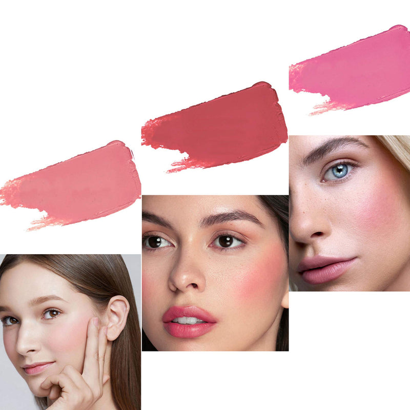 [Australia] - Yeweian Blush Sticks Set Matte Cream Blush Stick for Cheeks, Eyes and Lips Natural Makeup Waterproof Long Lasting, 3pcs Set 