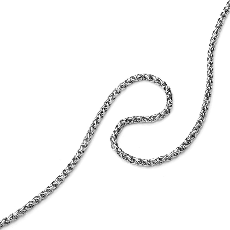 [Australia] - AmyRT Jewelry 4mm Titanium Steel Wheat Silver Chain Necklaces for Men & Women 16 to 30 Inches 16.0 Inches 