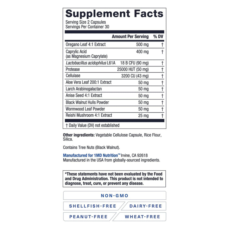 [Australia] - 1MD Nutrition BalanceMD Vaginal Probiotics | Oregano & Caprylic Acid with Lactobacillus & Digestive Enzymes | Promotes Intestinal Flora Balance | 60 Capsules 