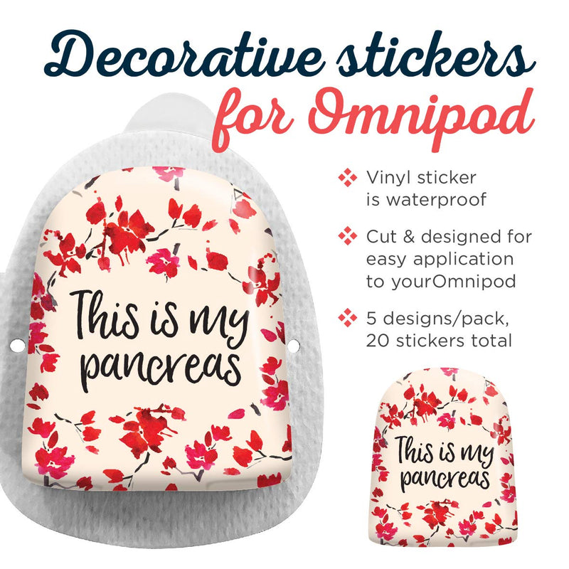 [Australia] - 20 Pack Omnipod Adhesive Stickers - Accessory Patches for Omnipod Insulin Pump -"This is My Pancreas" Designs 