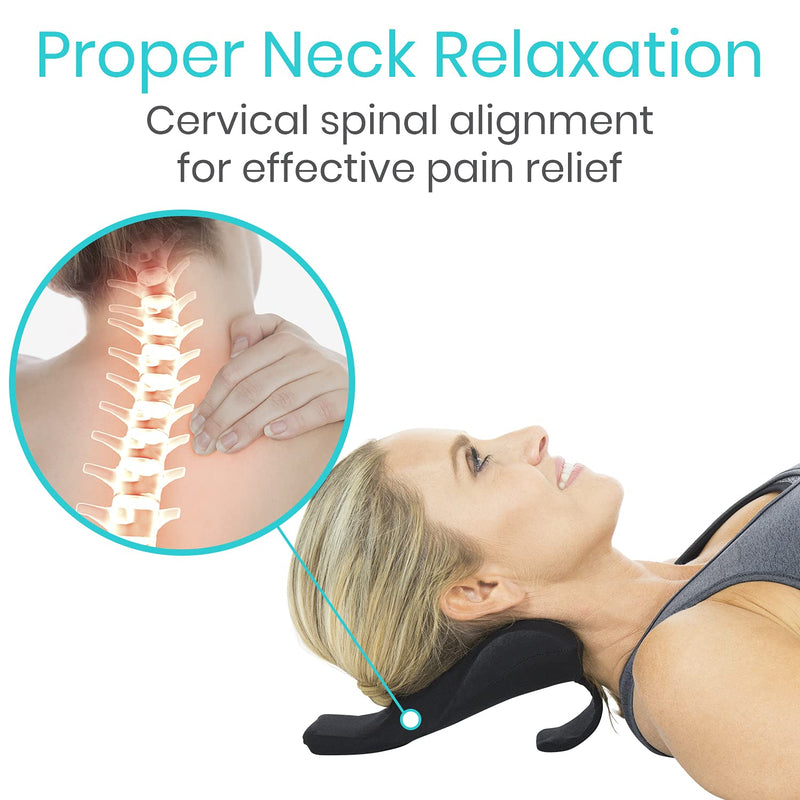 [Australia] - Vive Neck and Shoulder Relaxer - Chiropractic and Stretcher Support Pillow - Cervical Spine Traction Device, Neckbone Muscle Tension Reliever - Pressure Relief, Stiff Chronic Pain, Disc Alignment Black 