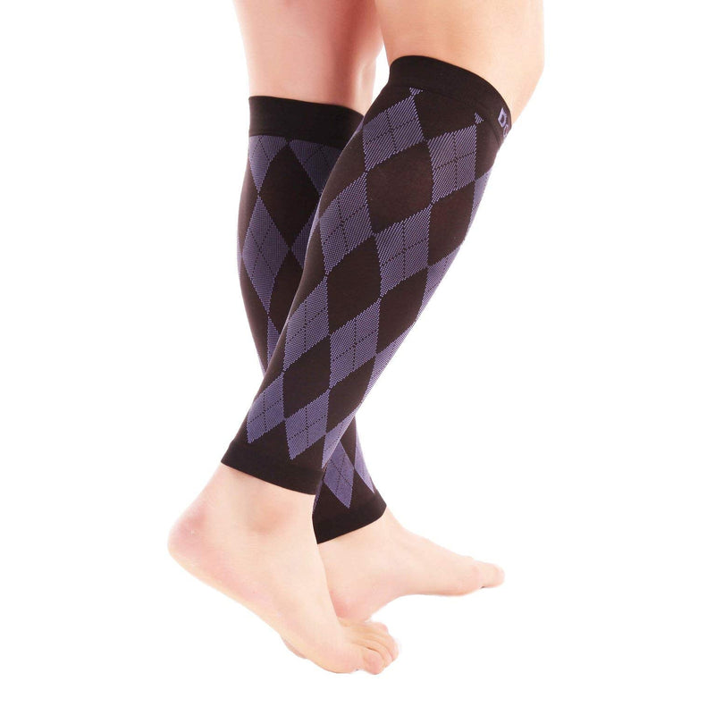 [Australia] - Doc Miller Calf Compression Sleeve for Men & Women - Fast Leg Pain Relief from Shin Splints, Varicose Veins - All Day Calf Support for Running, Travel & Everyday Use Black.Purple X-Large 