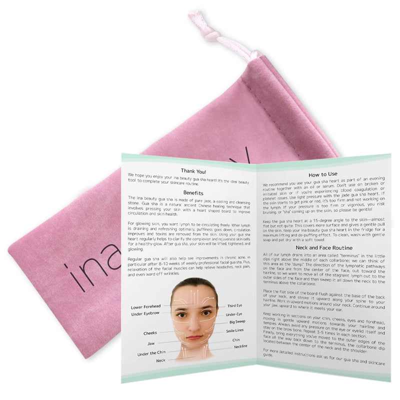 [Australia] - Large Gua Sha Heart by ina beauty - Natural Jade Stone for Face to Lift, Decrease Puffiness and Tighten 