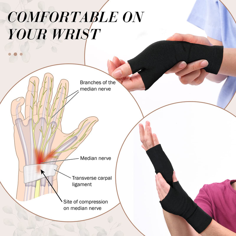 [Australia] - 2 Pcs Compression Wrist Support Thumb Wrist Splint Breathable Wrist and Thumb Support Elastic Wrist Brace Hand Supports for Women Men Sports, Medium Black 