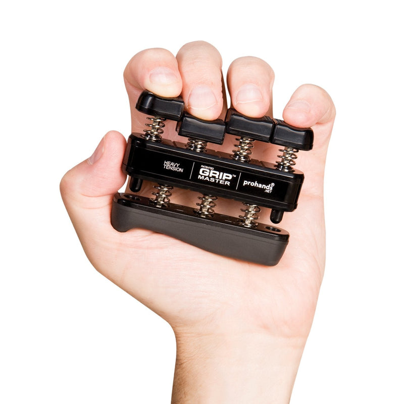 [Australia] - PROHANDS Gripmaster Hand Exerciser, Finger Exerciser (Hand Grip Strengthener), Spring-Loaded, Finger-Piston System, Isolate & Exercise Each Finger 9 lb (Heavy Tension) Black - Gripmaster 