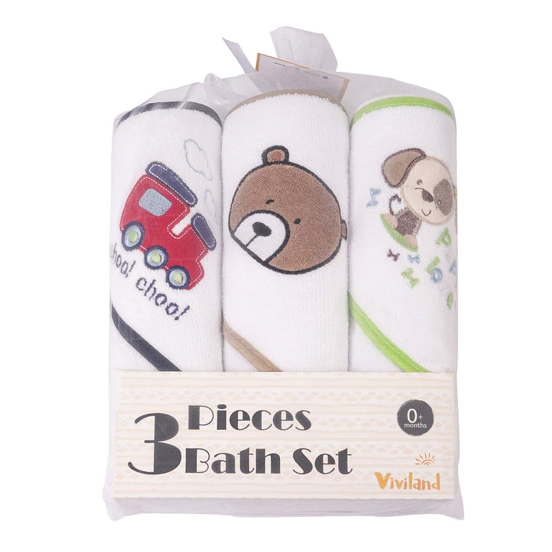 [Australia] - Viviland Baby Hooded Bath Towel, Great Gift for Infants and Newborn, Soft Touch and Strong Absorption, 3 Pack (Bear) Bear 