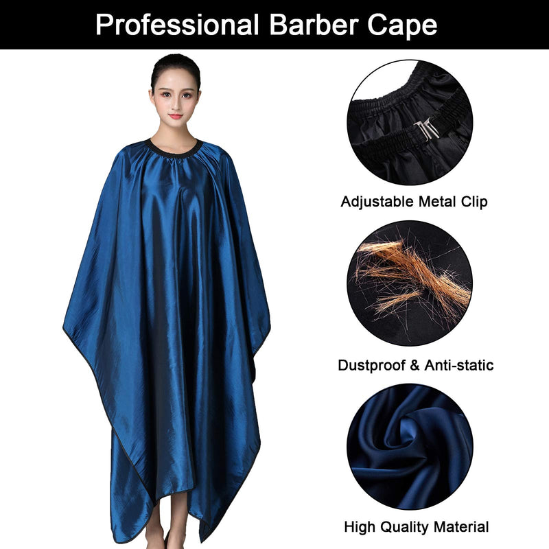 [Australia] - Barber Cape, Iusmnur Professional Hair Salon Cape with Adjustable Metal Clip, Shampoo Hair Cutting Cape for Barbers and Stylists - 55 x 63 inches (Blue) Blue 