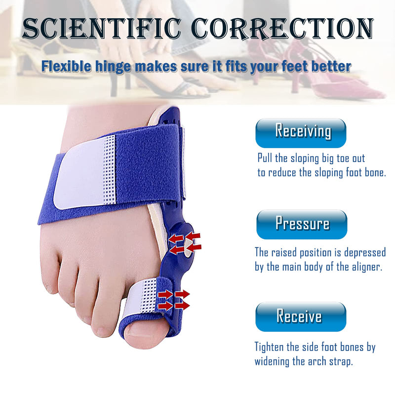 [Australia] - Paskyee Bunion Corrector, Orthopedic Bunion Toe Straightener for Women and Men 2 PCS, Adjustable Bunion Splint with Toe Separator for Bunion Relief Blue 