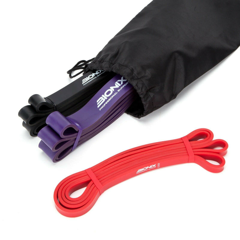 [Australia] - Bionix Pull Up Assistance Bands - Thick, Heavy & Long Latex Exercise Resistance Training Loop Band Set Chin Up Assist, Stretching, Workout, Powerlifting, Yoga Pilates, Legs Glutes Toning - Boost Mobility & Strength For Men and Women Black 