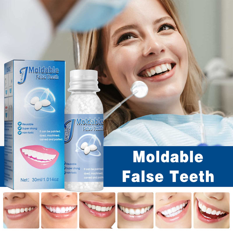 [Australia] - Moldable False Teeth Tooth Repair Granules, Teeth Repair Kit, DIY Temporary Tooth Repair Beads, for Temporary Fixing The Missing and Broken Tooth Replacements, 30ml (BLUE) 