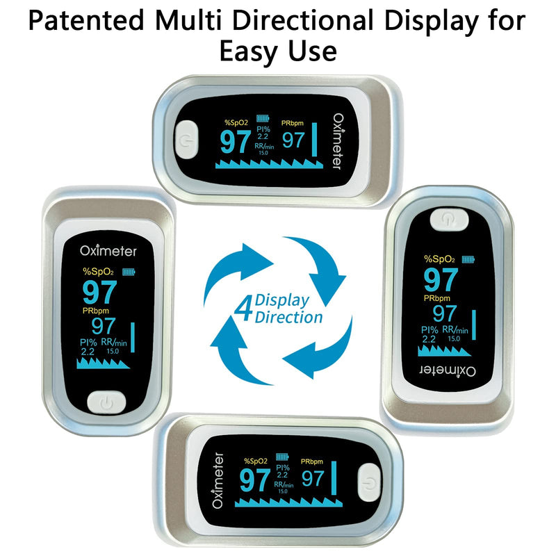 [Australia] - Pulse Oximeter Fingertip, Oximeter Finger with Pulse, Blood Oxygen Saturation( SPo2) with OLED Display, Heart Rate Monitor for Adults and Kids, Carrying Bag and Lanyard 