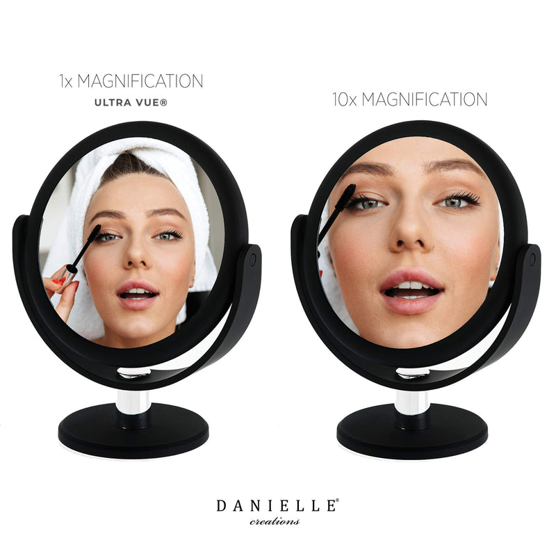 [Australia] - Danielle Creations Soft Touch Black Round Vanity Mirror, 10X Magnification 