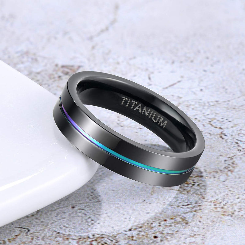 [Australia] - TIGRADE 5mm 7mm 9mm Rainbow Titanium Ring Colorful Thin Groove Wedding Band Couple Rings Size 3.5-14.5 