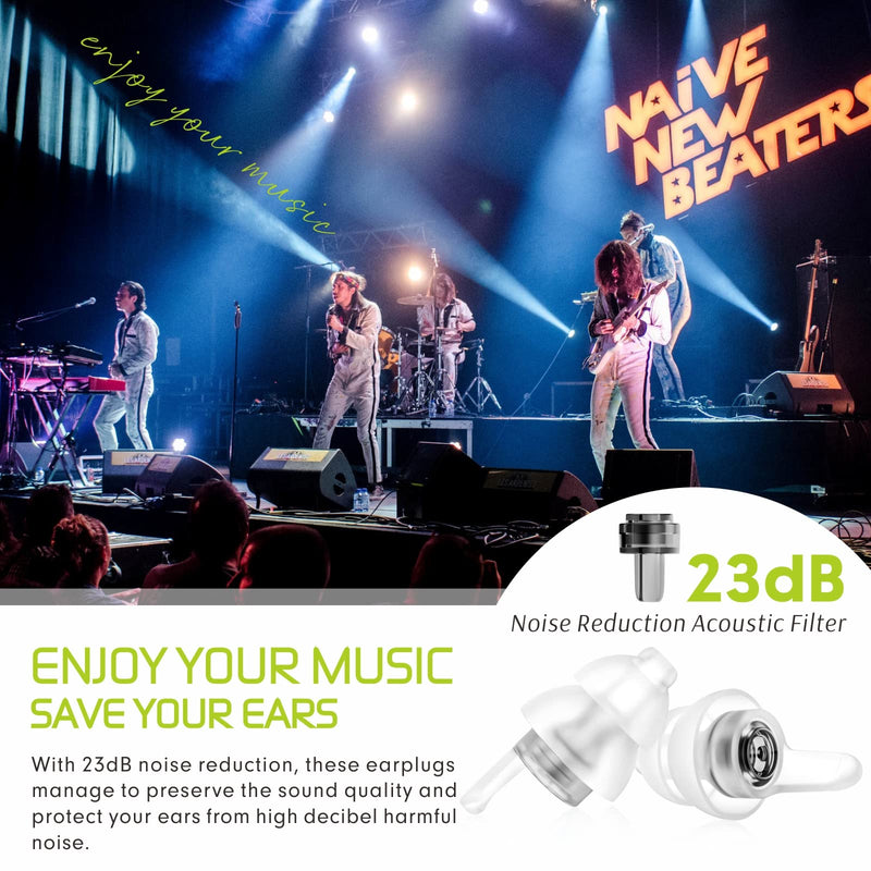 [Australia] - 2 Pairs Concert Ear Plugs, Hearprotek Reusable high Fidelity Noise Reduction Music Ear Plugs for Ear Protection-Soft Hearing Protection earplugs for Concerts,Musicians, Events (Petite Size) Black 