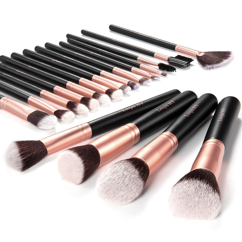 [Australia] - Makeup Brushes Lospu HY Makeup Brushes Sets 18-Piece Rose Golden Make-up Brush Sets Premium Synthetic Wood Handle Face and Eye Brushes for Foundation, Powder, Concealers, Blush, and Eyeshadow 