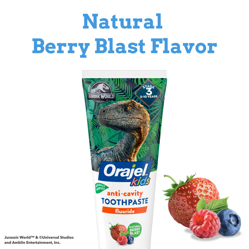 [Australia] - Orajel Jurassic World Anticavity Fluoride Toothpaste- Berry Blast Flavor- Kids Toothpaste 4.2oz Tube 