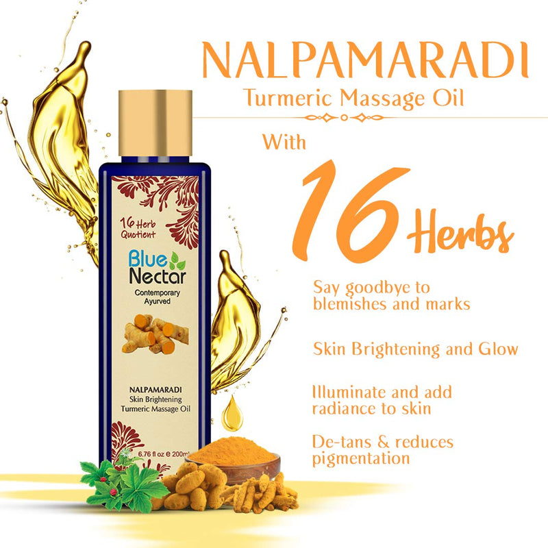 [Australia] - Blue Nectar Skin Brightening Oil Nalpamaradi Thailam infused with Turmeric Oil - 100 ml 