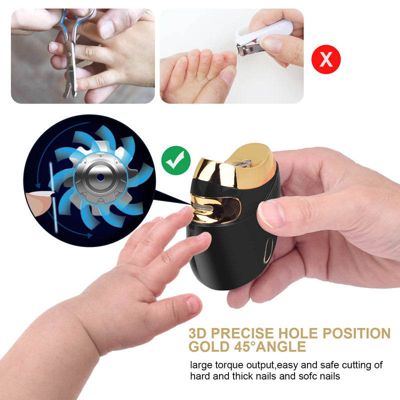 [Australia] - CAMOMACK Automatic Nail Clipper Electric Safe Nail Trimmer Manicure Thick Nails Cutter for The Adult Babies Finger Scissors Toe Pedicure, Black 