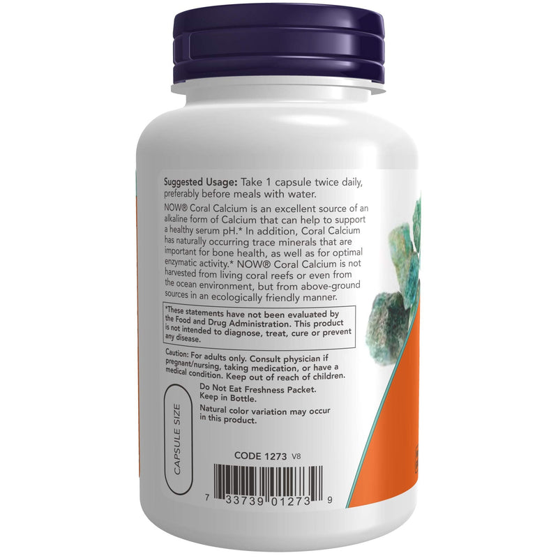 [Australia] - NOW Supplements, Coral Calcium 1,000 mg, Bone Health*, Healthy pH Balance*, 100 Veg Capsules 