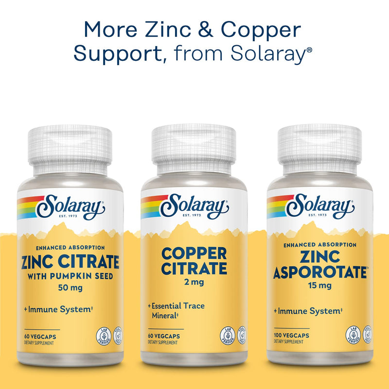 [Australia] - Solaray Zinc + Copper Amino Acid Chelate VCapsules, 100 Count 