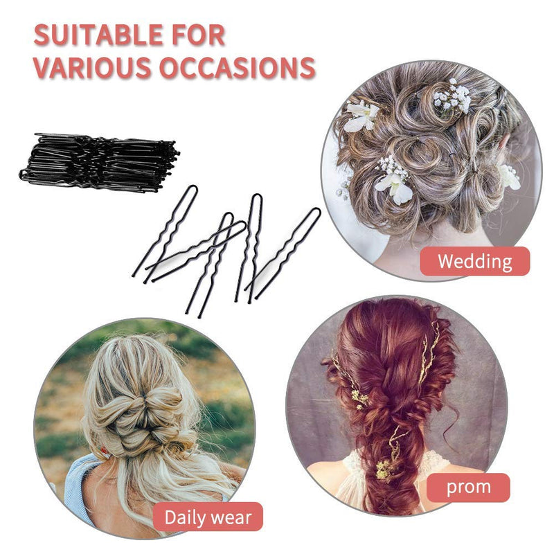 [Australia] - Black Bun Pins,MORGLES U Pins Hair Pins for Buns Bun Clips for Women with Box,80 Pcs(Black 6cm/2.4 inch) Black 