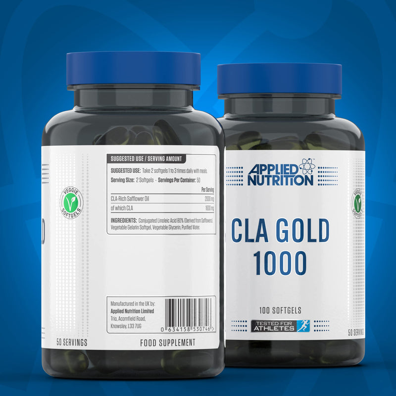 [Australia] - Applied Nutrition CLA Gold 1000-2000mg CLA Conjugated Linoleic Acid Per Serving, Weight Management Supplement, Natural CLA from Safflower Oil, 100 Veggie Softgels - 50 Servings 