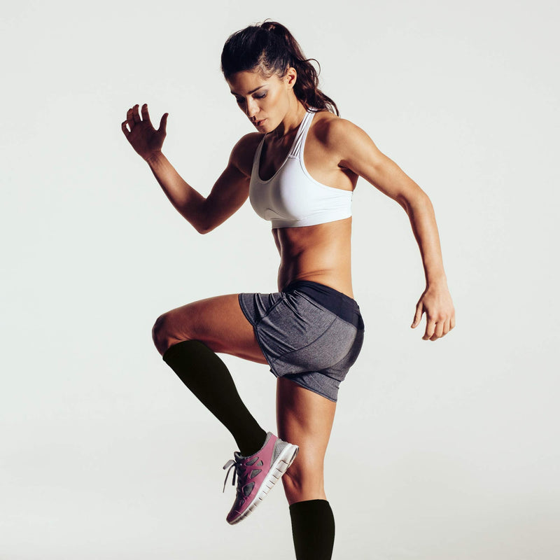 [Australia] - Compression Socks for Women Men (20-30 mmHg Class 2) Flight Air Travel, Calf Shin Support Stockings, DVT Sport, Running, Flying, Nurses, Pregnancy, Circulation, Skiing - S/M Black S-M 