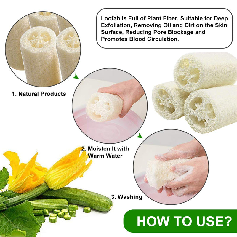 [Australia] - 6 Pcs Natural Loofah, Exfoliating Luffa Natural Loofah Sponge Body Scrubber For Bathing And Back Caring Spa, 4 Inch Length Organic Loofah Loofahs Sponges For Shower Scrubbing And Kitchen Cleaning 